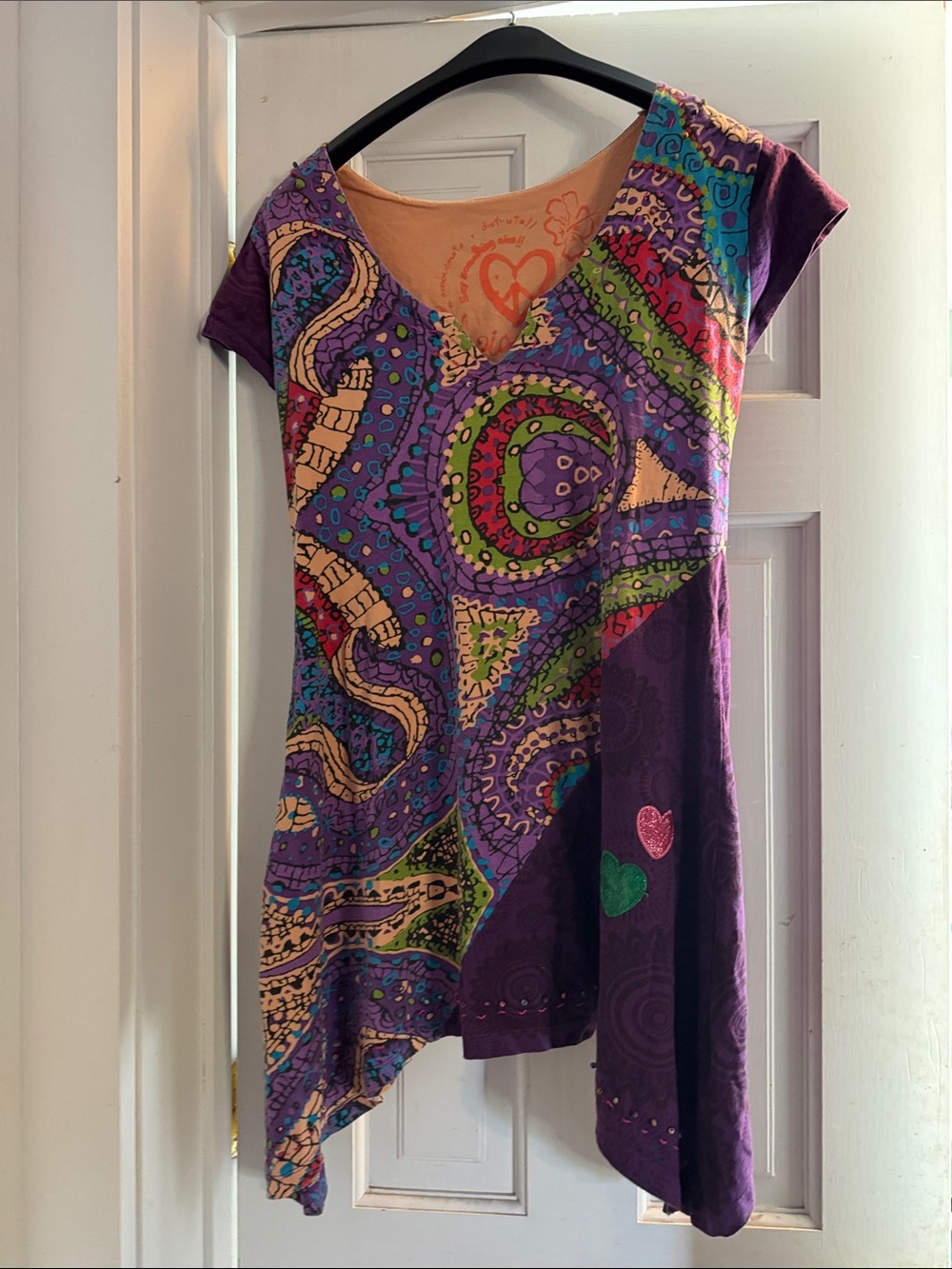 Asymmetrical Purple Boho Print Women's Dress